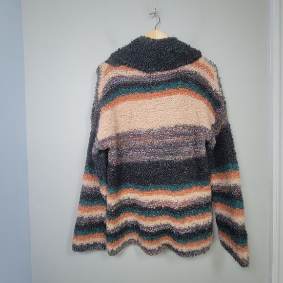 Moth M Murray Cowl Neck Striped Multicolor Wool Mohair Blend Sweater - Picture 2 of 11